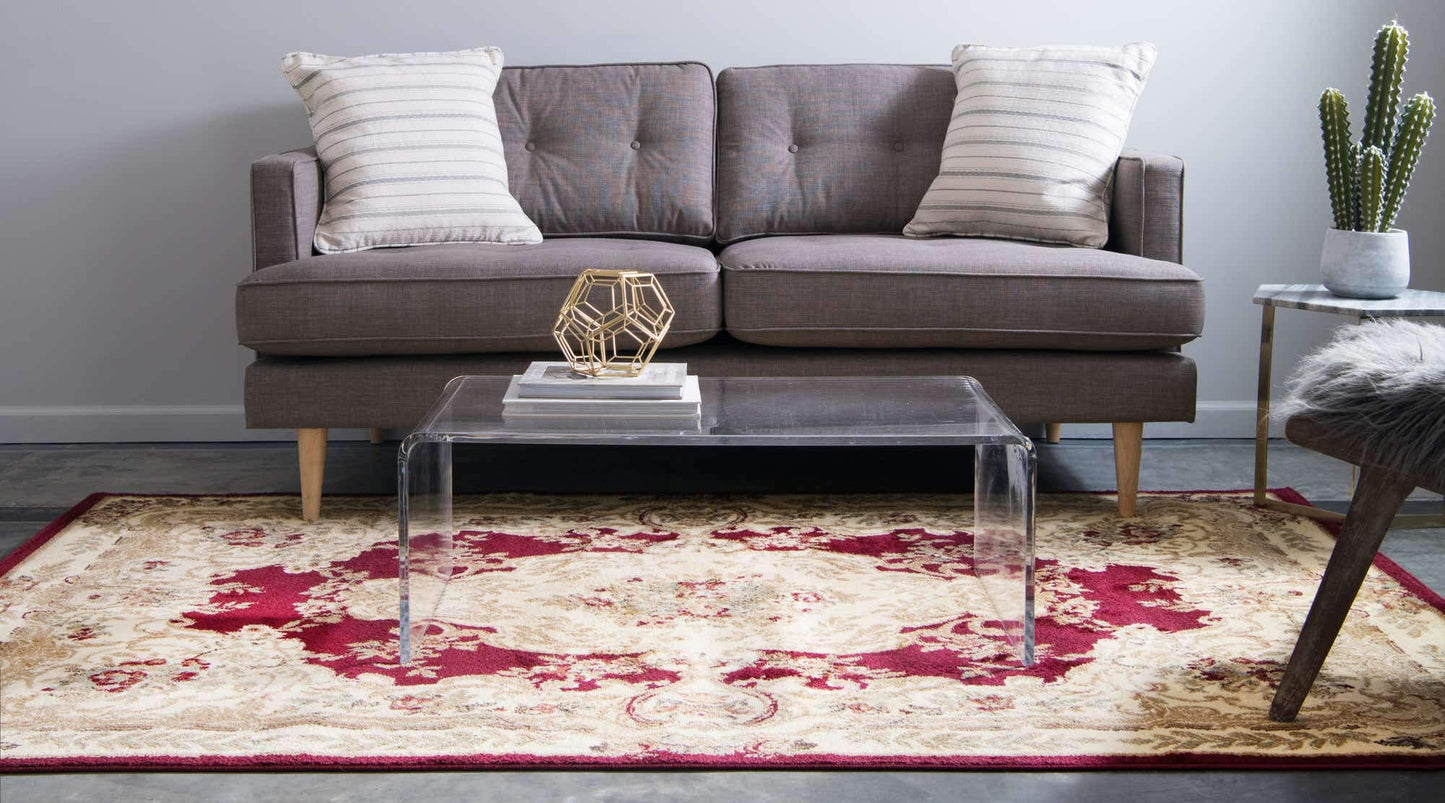 Unique Loom Versailles Collection Traditional Classic Medallion Motif Area Rug (4' 0 x 6' 0 Rectangular, Burgundy/ Ivory)
