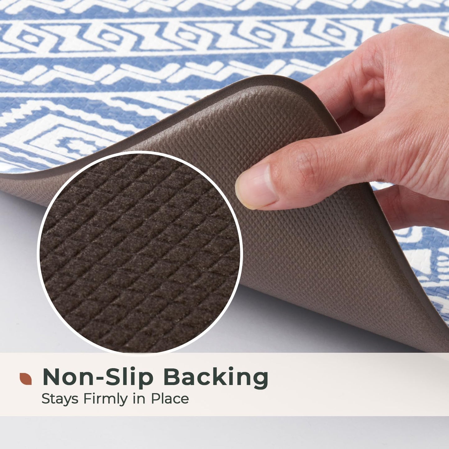 FRESHMINT Anti Fatigue Kitchen Mats for Floor 2 Piece Set, Waterproof & Non-Skid Boho Kitchen Rugs, Cushioned Kitchen Mat for Standing Washable Comfort Desk Kitchen Runners, 17x30+17x47