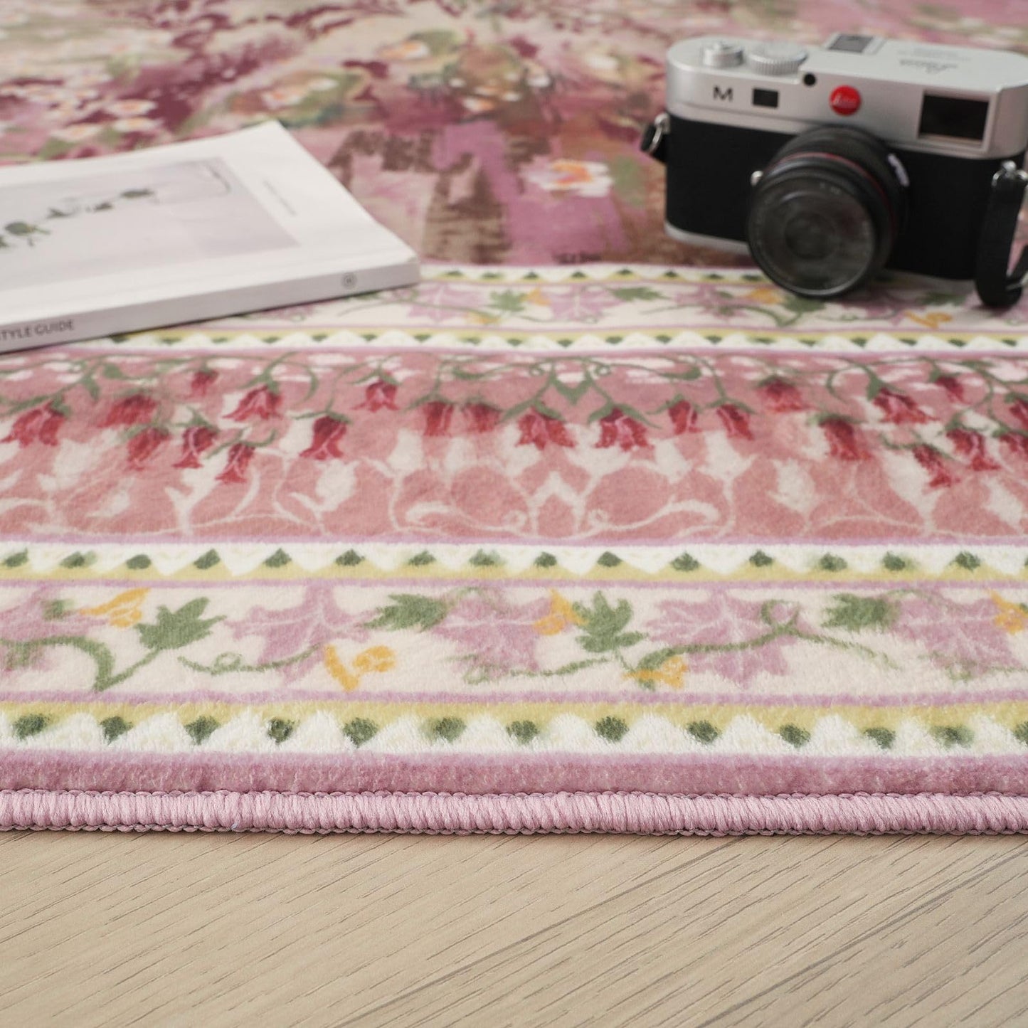 Rugcomf 2x6 Runner Rug Impressionist-Style Vintage Kitchen Rugs Non Slip Washable Soft Carpet Runner for Kitchen Laundry Bedroom Bathroom, Pink
