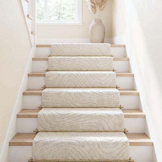 Well Woven Custom Size Hallway Stair Runner - Choose Your Length - 27 Inches Wide x 19 Feet Long Runner (27" x 19' Runner) Rug - Ivory-Grey Sula Soft Touch, Modern Geometric - Hi-Lo Pile
