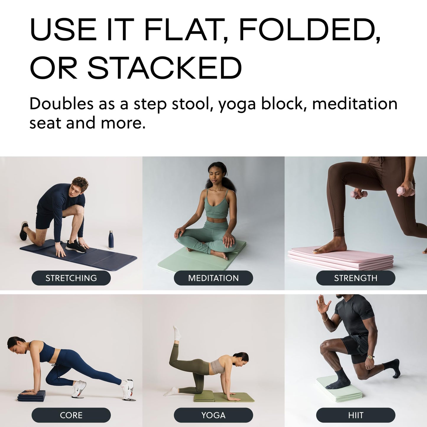 Stakt The Original Foldable Yoga Mat, Premium Foldable Exercise & Workout Mat with Non-Slip Surface, Lightweight Portable for Studio or Home Use, As Seen on Shark Tank - Terracotta