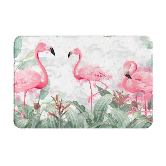 Watercolor Tropical Flamingo Washable Rug Entrance Rug Doormat Non-Slip Rug with Rubber Backing Soft Kitchen Rug Farmhouse Distressed Rug Living Room Bedroom Bathroom 18"x30"