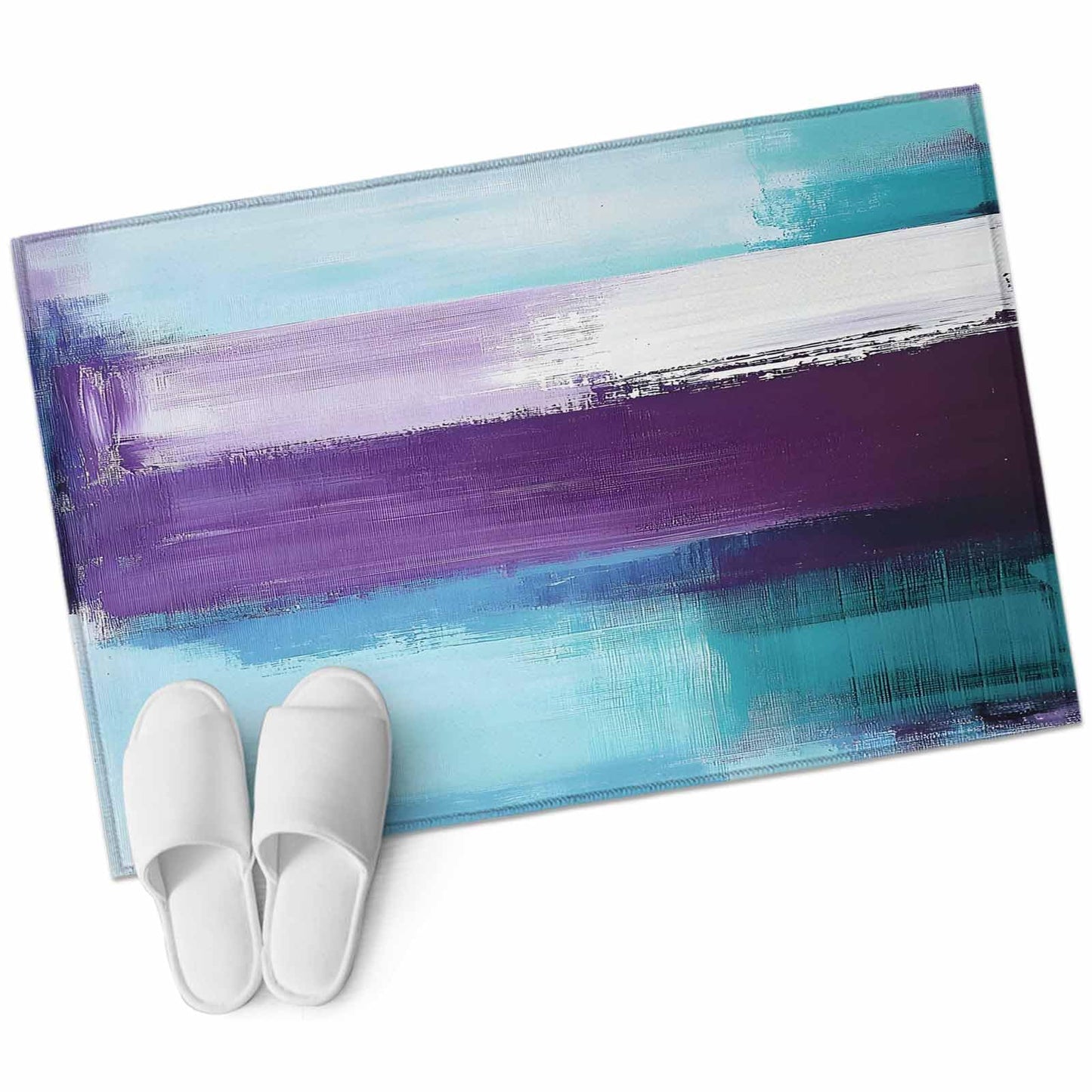 Purple Teal Ombre 2x3 Area Rugs for Living Room, Abstract Modern Oil Painting Gradient Non Slip Runner Rug Washable Rug, Low Pile Indoor Floor Carpet Mat Bathroom Rugs for Bedroom, Kids Room