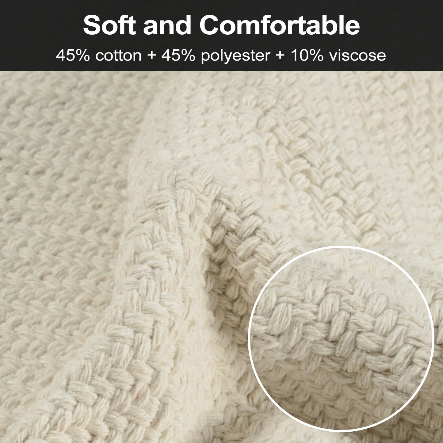 LEEVAN Washable Area Rug 4x6, Hand-Woven Cotton Living Room Rug, White Braided Bedroom Rugs, Farmhouse Indoor/Outdoor Floor Carpet for Patio, Nursery, Office, Playroom, Dining Room