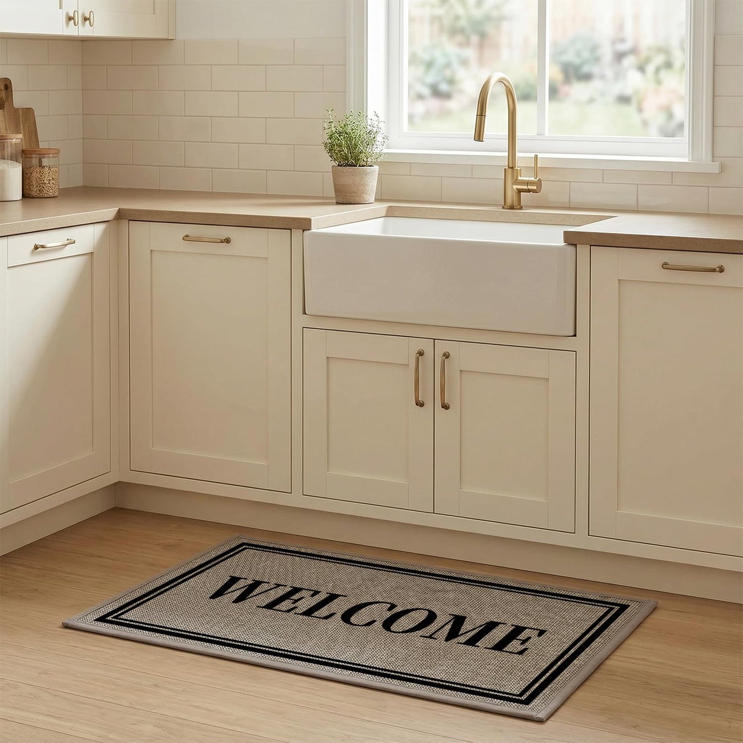 Artoid Mode Welcome Washable Doormat, Seasonal Decor Non Slip Low-Profile Absorbent Natural Rubber Back Door Mat 17x29 Inch