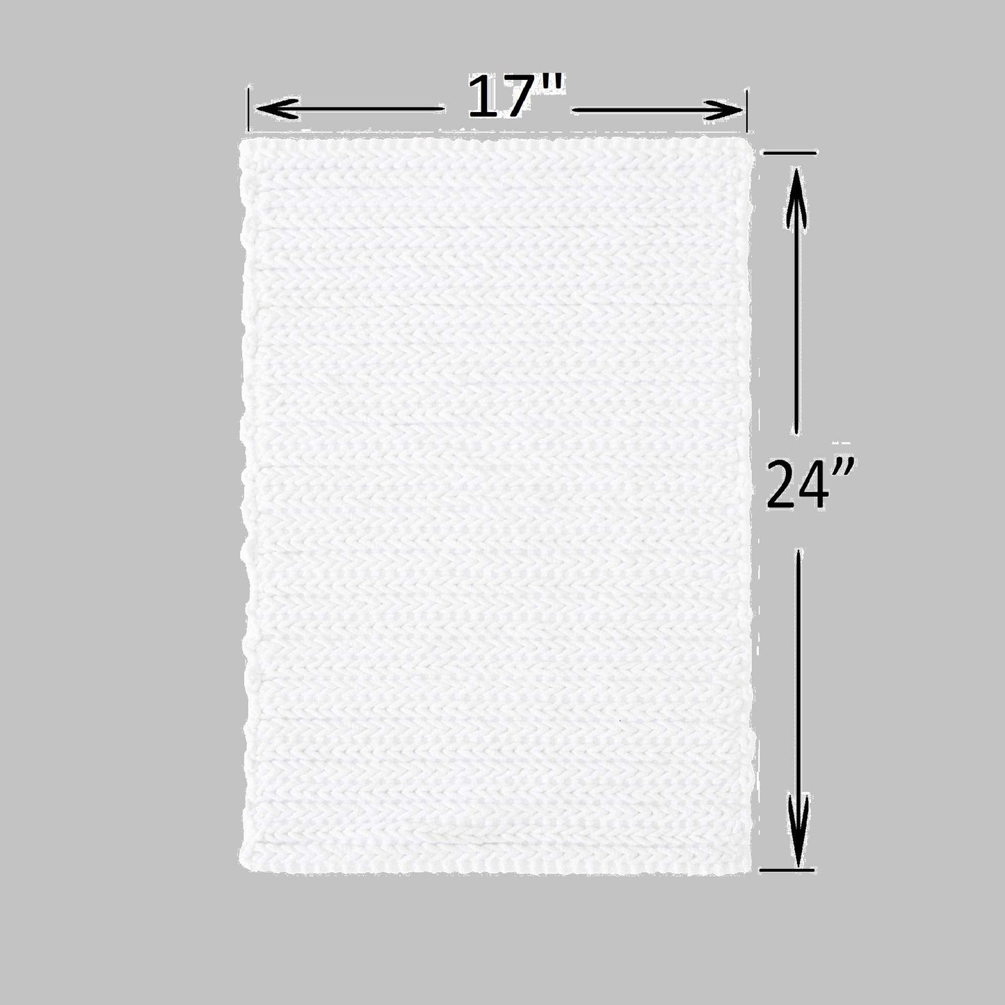 Madison Park Lasso 100% Cotton Chenille Chain Woven Stitch Bathroom Rug - Non Slip - Absorbent, Quick Dry Bath Mat, 17x24, White
