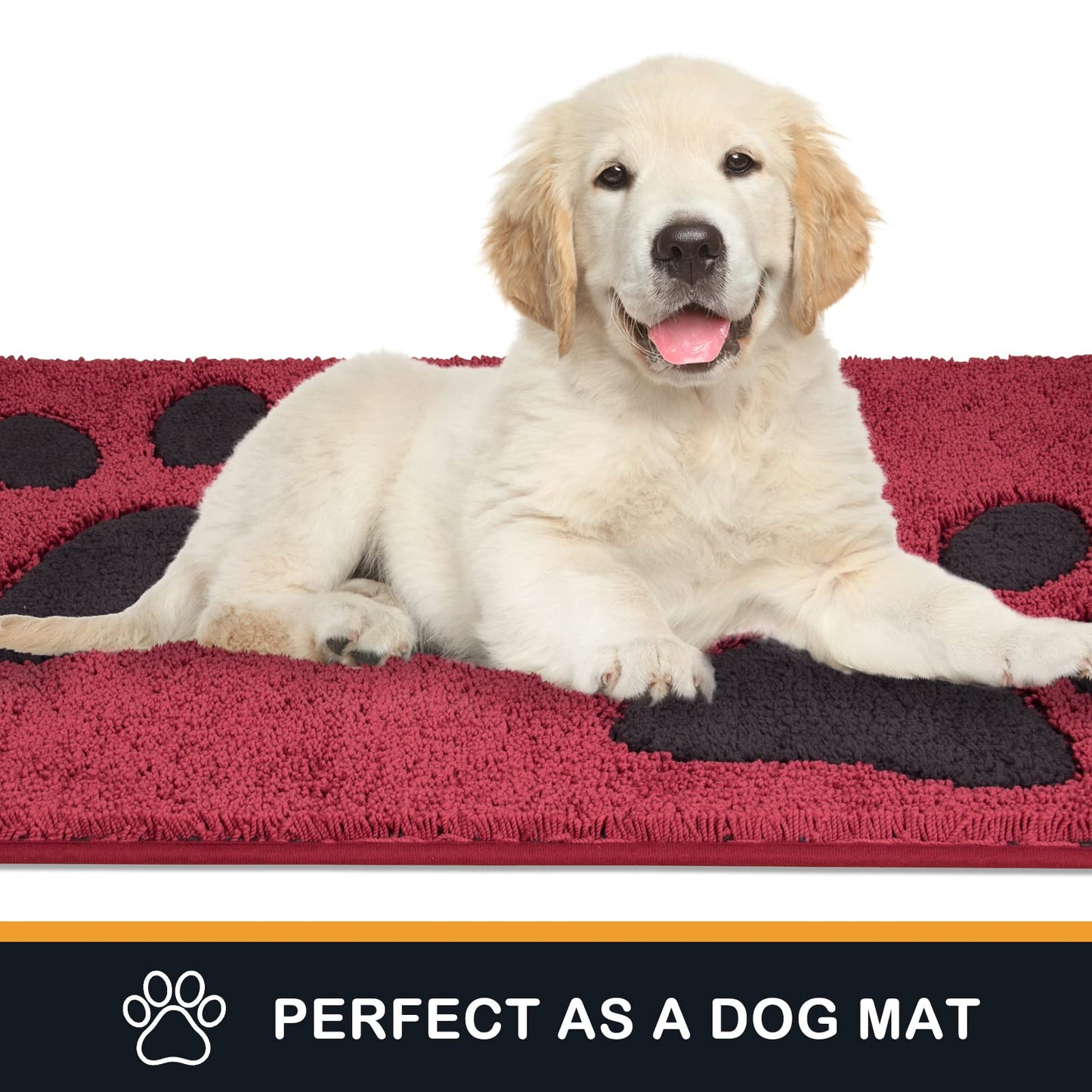 PURRUGS Dirt Trapping Door Mat 20" x 31.5", Non-Skid/Slip Machine Washable Microfiber Entryway Rug, Dog Doormat, Super Absorbent Welcome Mat for Muddy Wet Shoes and Paws, Burgundy Red