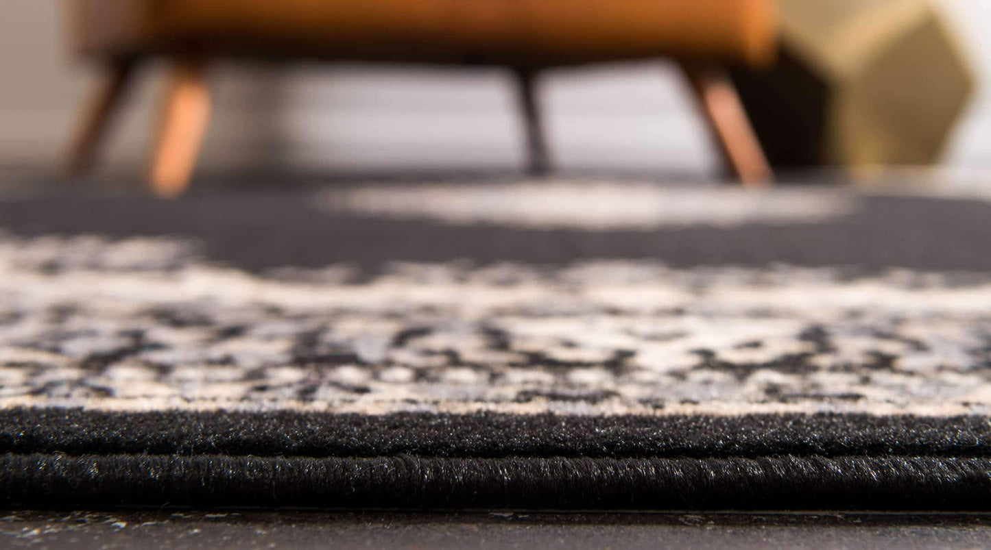 Unique Loom Reza Collection Traditional Persian Style Area Rug, 4 x 6 ft, Black/Beige