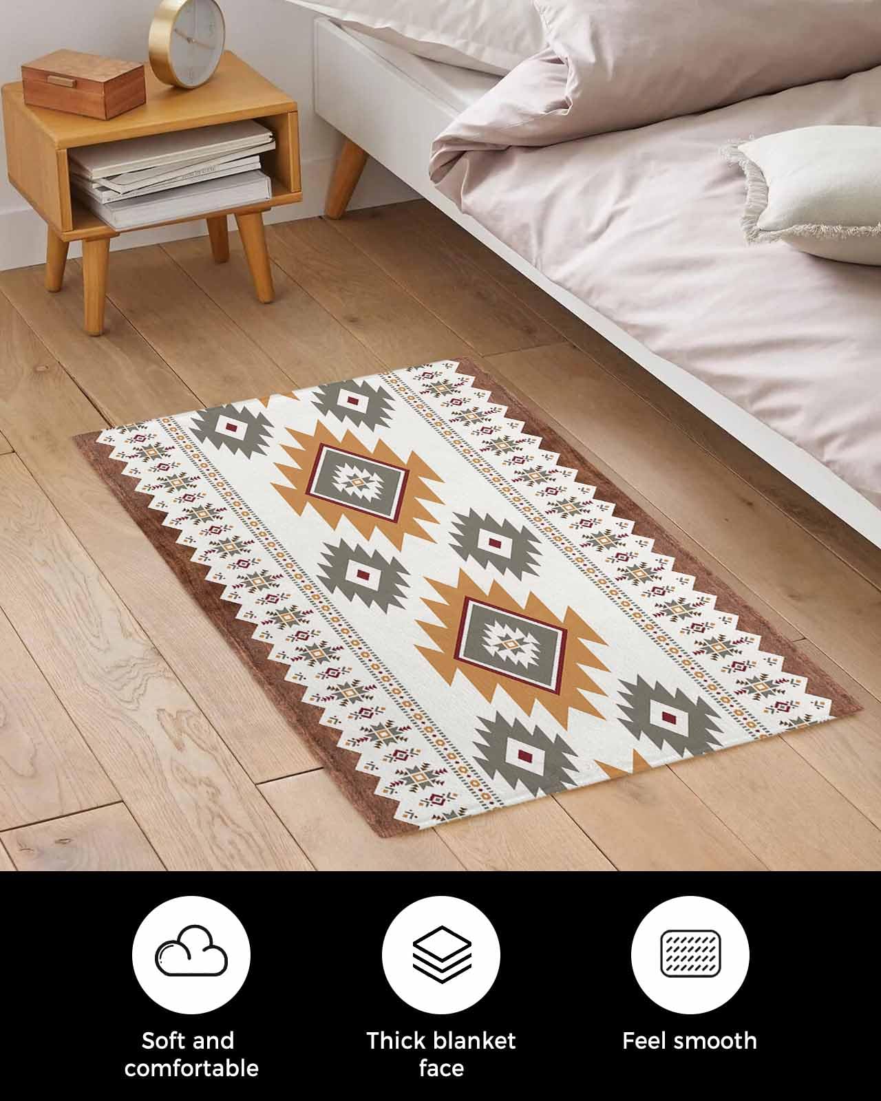 Doormat Bathroom Rugs 16x24in, Aztec Boho Stripe Ethnic Style Non Slip Door Mat Soft Absorbent Bath Mat, Abstract Geometric Art Entry Mat Indoor Doormats for Bathroom Bedroom Living Room