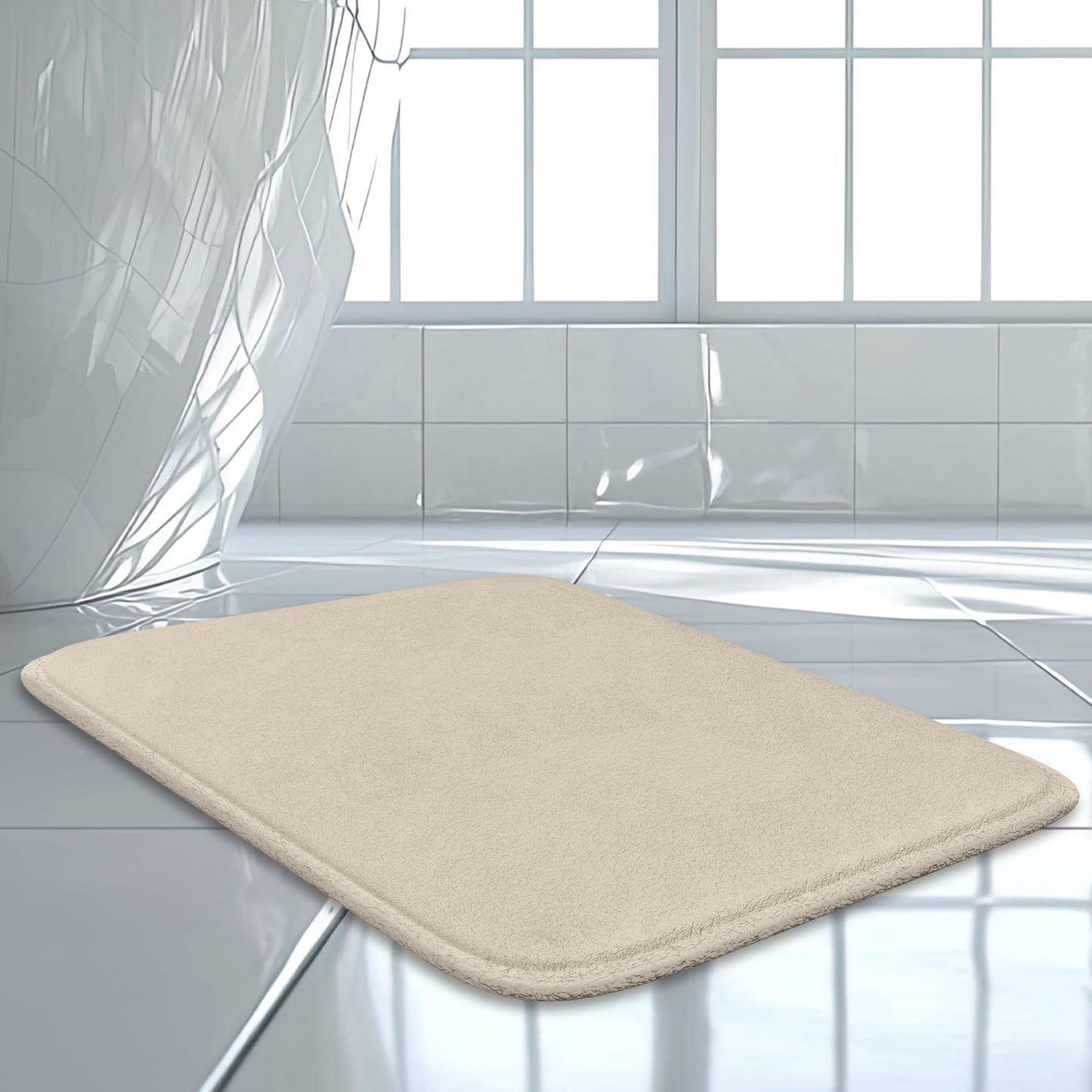 Elvoki Luxury Bathroom Rug – 1 Piece Memory Foam Bath Mat, Non-Slip & Ultra Soft, Highly Absorbent, Easy to Clean - Beige (23"x16")