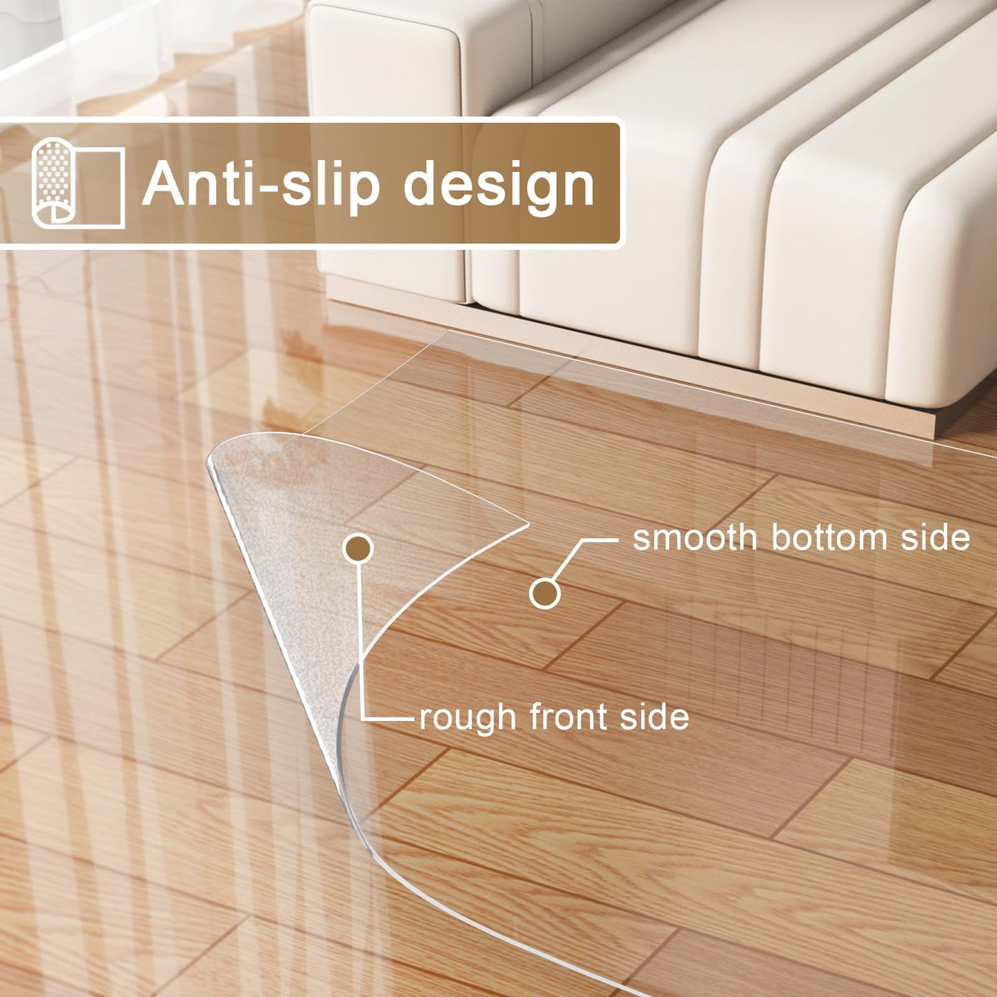 2 x 6 ft Plastic Runner, 24”x72“ Vinyl Runners for Foors, 60 mil Thick Clear Mat Hard Floor, Plastic Rugs Protection for Entryway Hallaway Office
