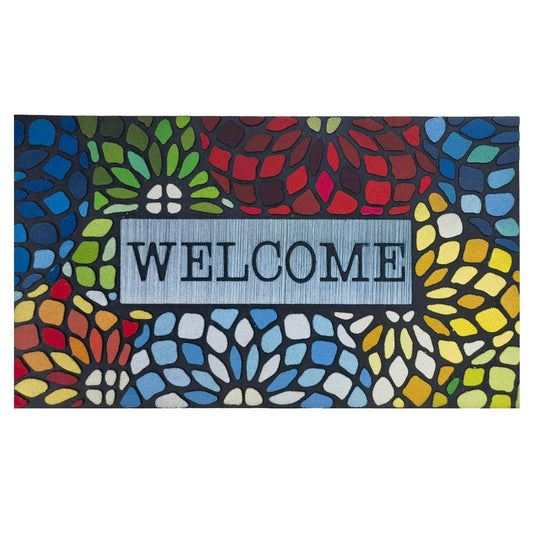 CHICHIC Colorful Welcome Mat, 18x 30 Inch Front Doormat for Home Entrance Outdoors Mat for Outside Entry Way Doormat, Heavy Duty Non Slip Rubber Back Low Profile