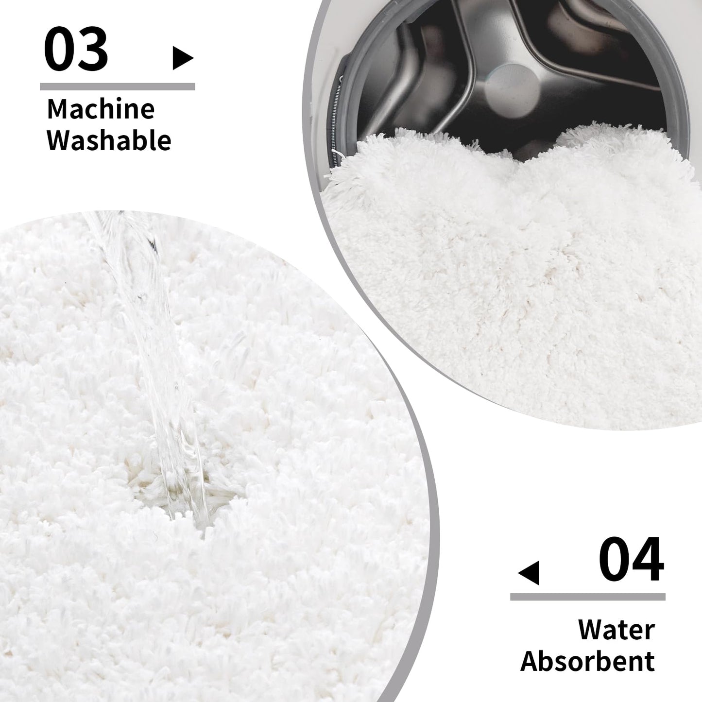 Disolla White Bathroom Rug 17x24 - Non-Slip Plush Small Bath Mat, Highly Absorbent & Ultra Soft Fluffy Floor Mat, Machine Washable for Shower and Tub