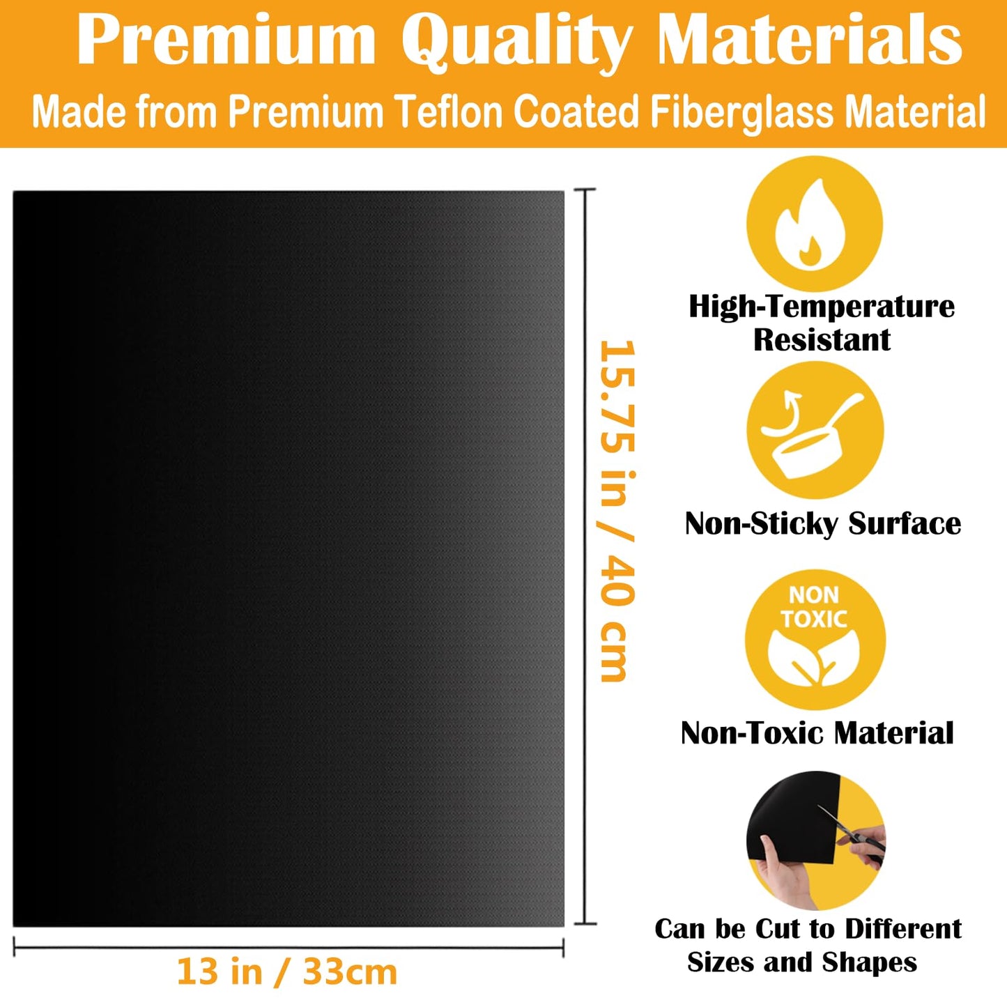 Dailyart Grill Mats for Outdoor Grill, Grill Mats Non Stick Set of 5 BBQ Grill Mat Baking Mats Teflon BBQ Grilling Accessories Reusable,Works on Gas, Charcoal, Electric Grill 15.75 x 13-Inch, Black