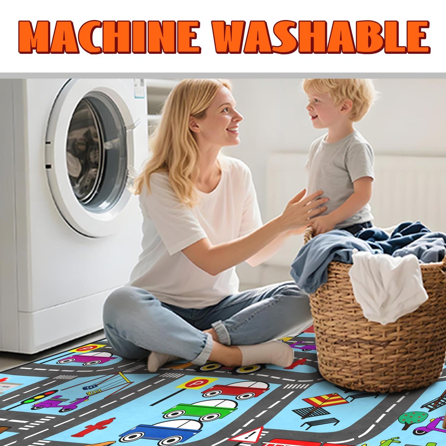 Car Rugs for Kids - Kids Carpet for Playroom Car Track Rug for Kids City Life Road Rug for Playroom Living Room Bedroom Classroom Decor, 2'5''×4'