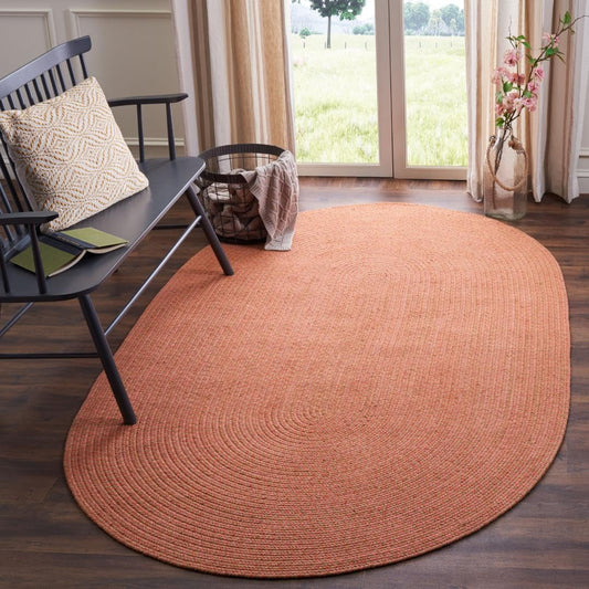 SAFAVIEH Braided Collection Area Rug - 8' x 10' Oval, Multi, Handmade Country Cottage Reversible Cotton, Ideal for High Traffic Areas in Living Room, Bedroom (BRD168A)