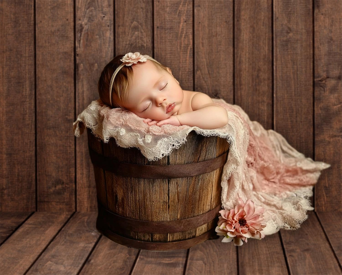 Kate Black Photography Backdrop(10x7ft) & Brown Wooden Floor Mat(8x5ft)