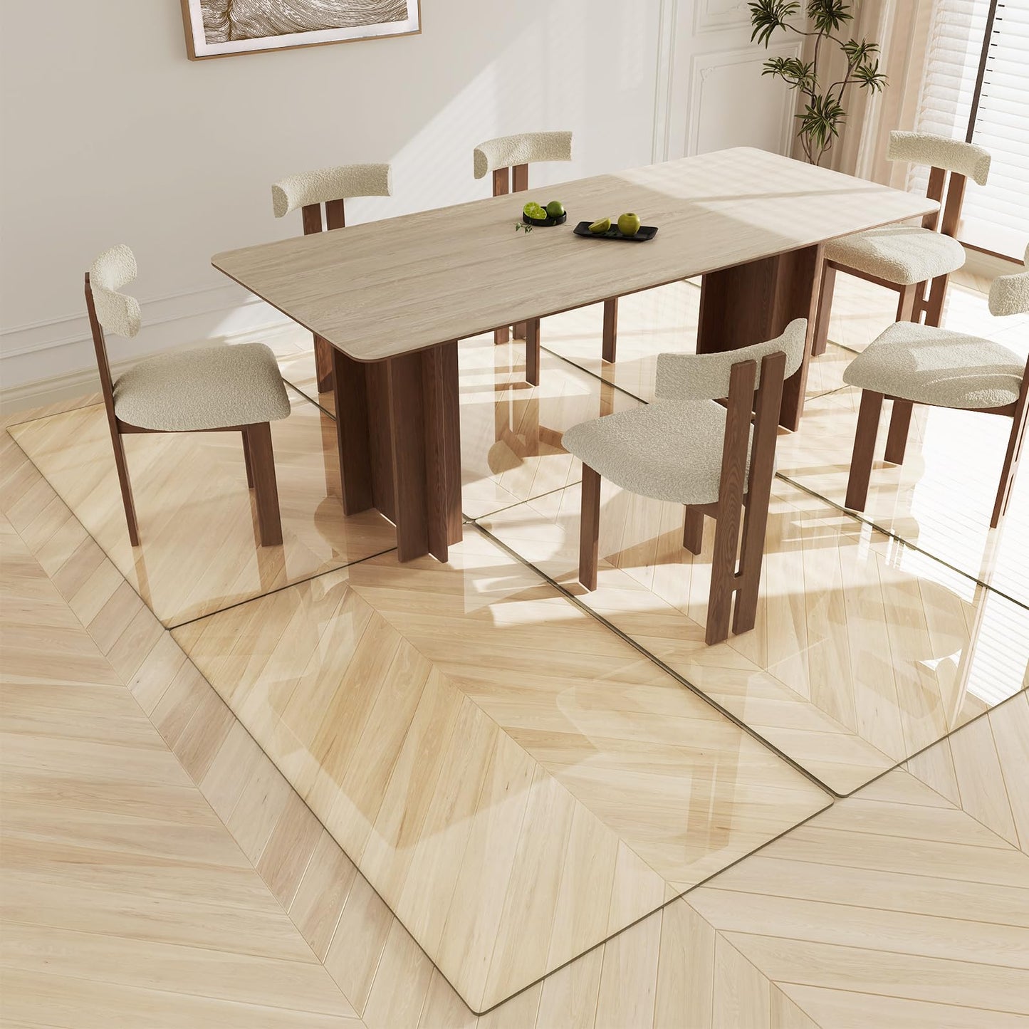 Koonmi Tempered Glass Chair Mat 36"x55" - Premium Office Chair Mat for Hardwood Floors & Low-Pile Carpet with 4 Non-Slip Pads - Thick Scratch-Resistant Surface