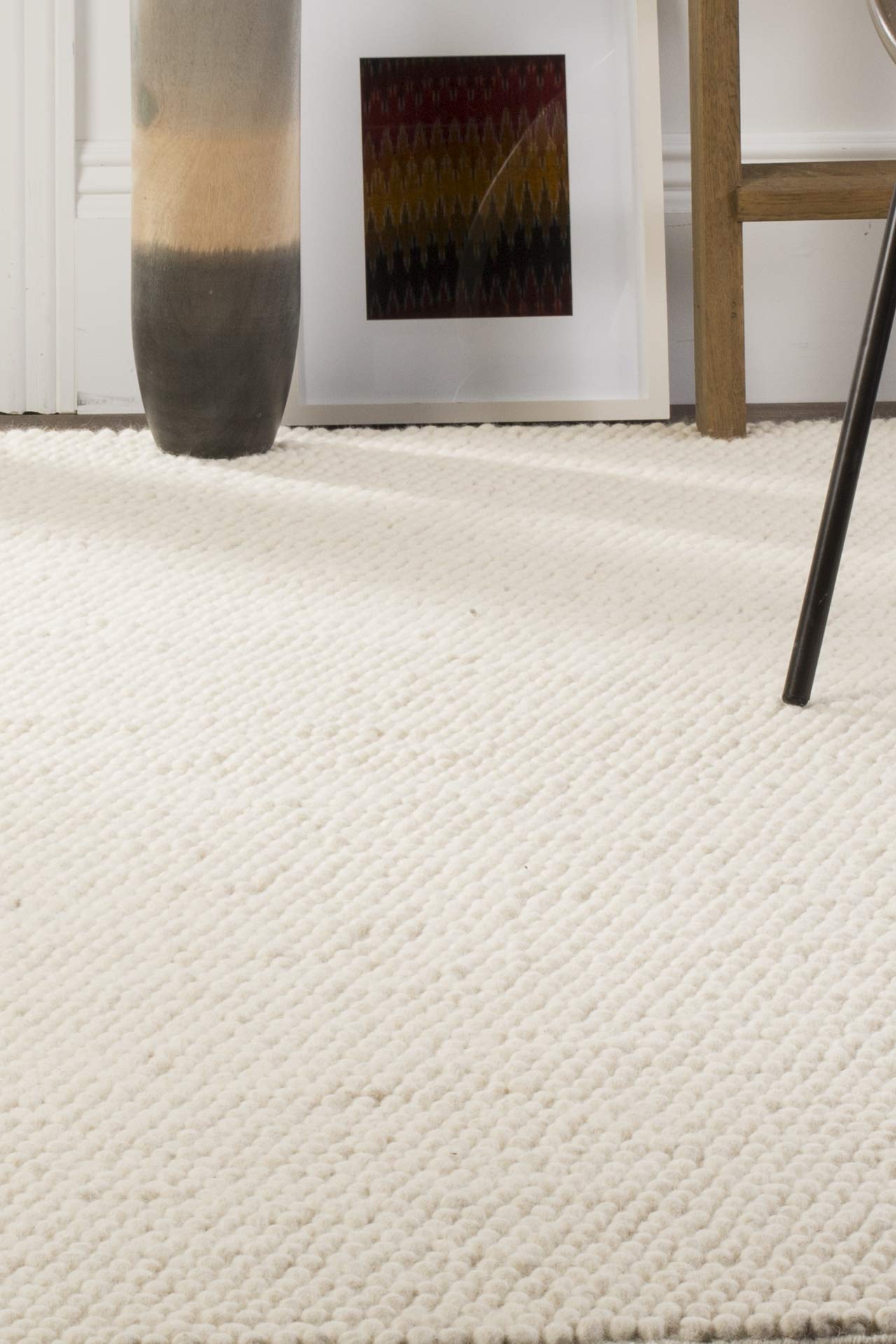 SAFAVIEH Area Rug 3x5 - Natura Collection - Ivory, Handmade Wool Blend, Textured Design, Ideal for Living Room, Bedroom, Dining Space (NAT620A)