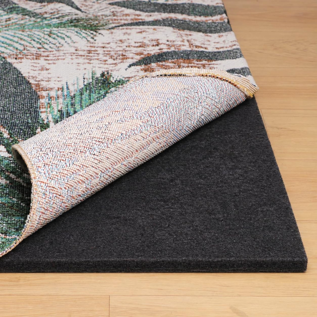 NENSIUM Rug Pad 5x7 Non Slip for Hardwood Floors, 1/8” Extra Thick Waterproof Felt Carpet Pad, Low Profile Underlay for Area Rugs, Safe for LVP & All Floor Finishes, Odorless & Soundproof