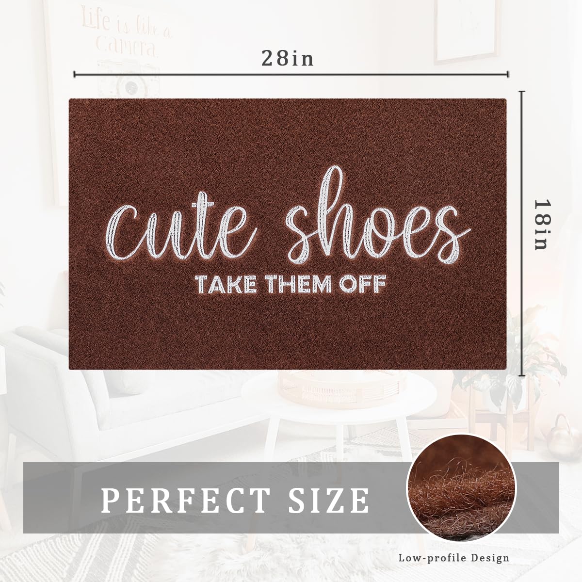 Front Door Mat Welcome Indoor Outdoor Entryway Mats for Shoe Scraper Cute Shoes Take Them Off Mats for Outside Home High Traffic Area Traffic Area Coffee