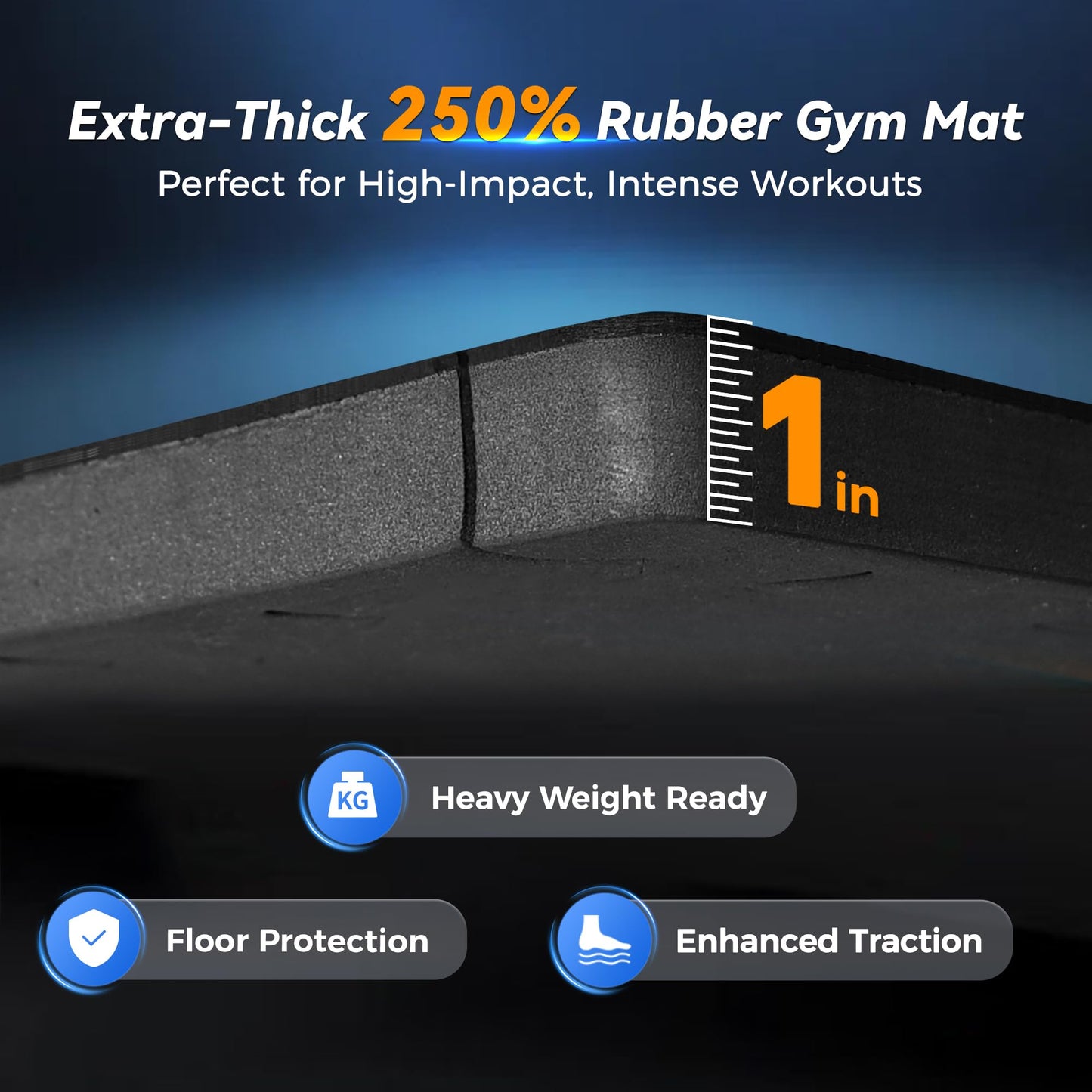 SUPERJARE 1" Extra-Thick Rubber Top Exercise Mat, Puzzle Gym Flooring for Home Gym, Gym Mat for Workout Equipment, Interlocking Floor Tiles with EVA Foam, 12 Pcs 48 Sq Ft, Black