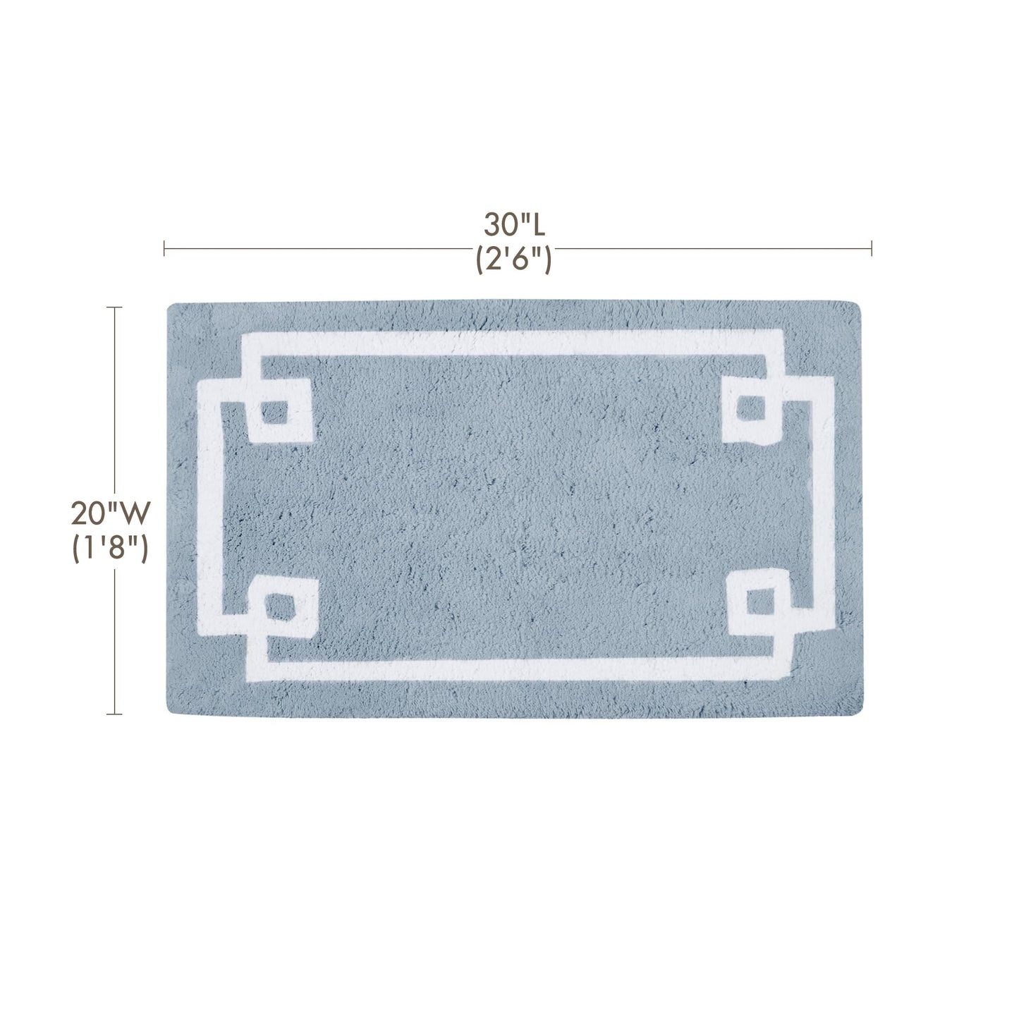 Madison Park Evan 100% Cotton Bathroom Non Slip Backing-Luxurious Tufted Plush Bath Mat Absorbent, Quick Dry, Spa Design Shower Room Décor, 20x30" Blue