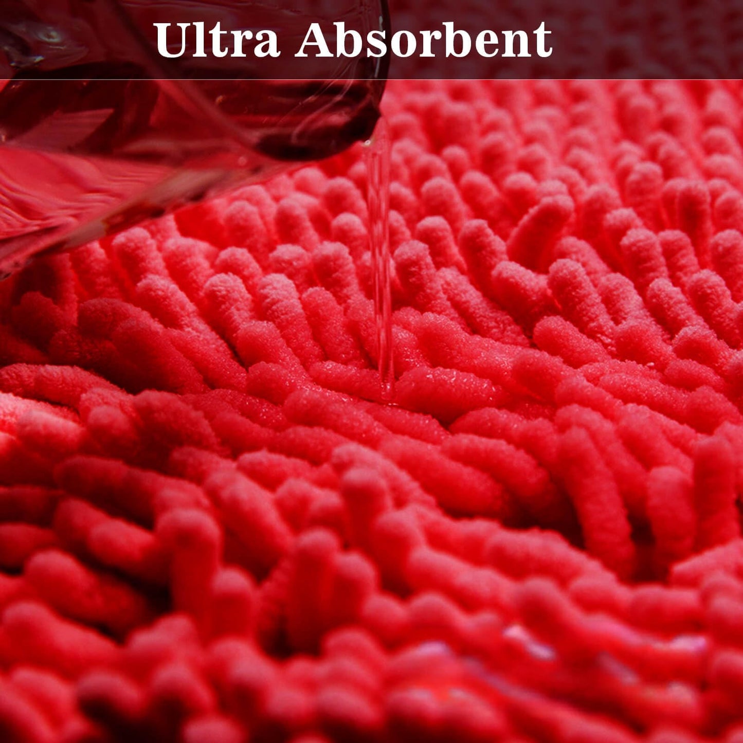 Eanpet Half Round Bath Mat Red Bathroom Rugs Semicircle Chenille Bath Rugs Water Absorbent Floor Mats for Kids Washable Bathroom Shower Mat Area Rugs (19.2" x 31.1")
