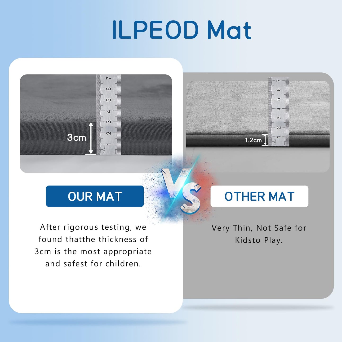 ILPEOD Baby Play Mat for Floor Nursery Rug Muscle Mat Area Rug Playroom Rug 79"x110" Playpen Mat Memory Foam 1.3" Thick Crawling Mat for Babies,Toddlers, Infants, Kids,Grey
