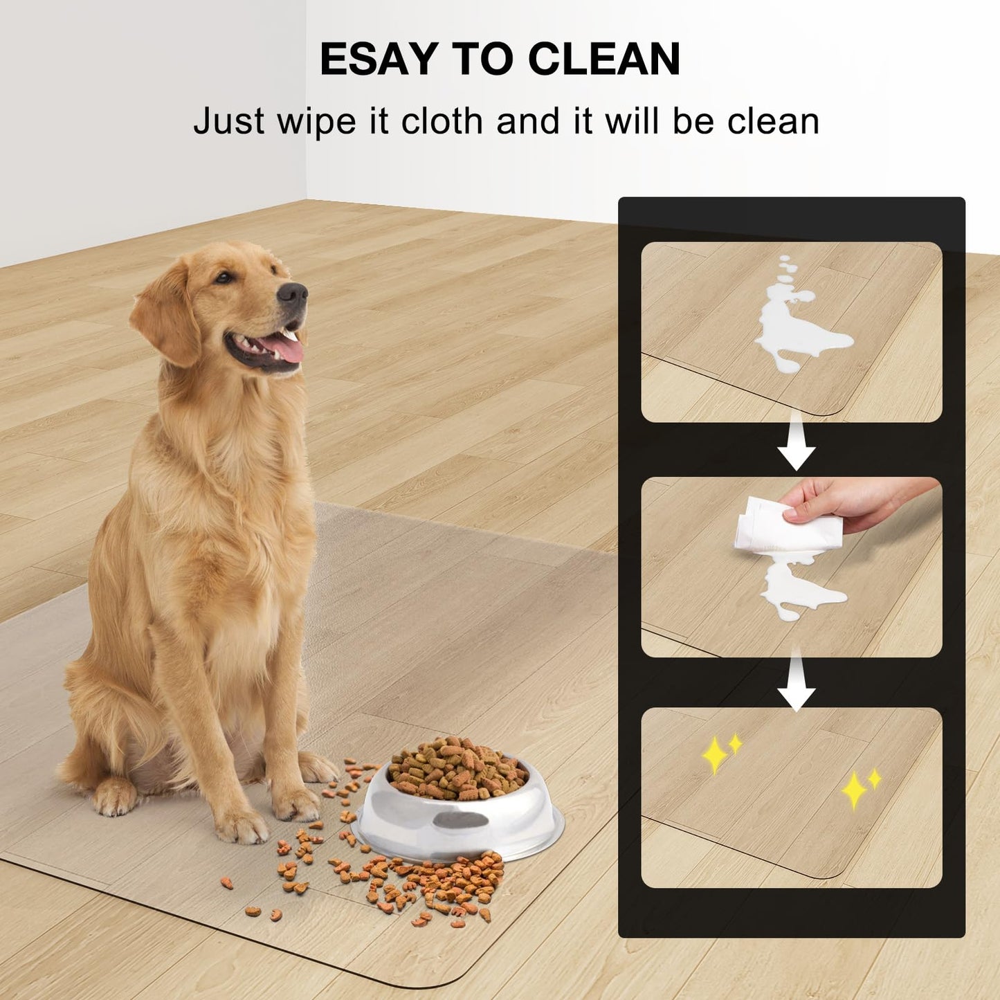 Mymeely Floor Mat for Home, 24"x 36" Upgraded Clear Area Rug, Non-Slip Entryway Rug, PVC Waterproof Desk Cover Protector Refrigerator Mat, Plastic Desk Pad Mat