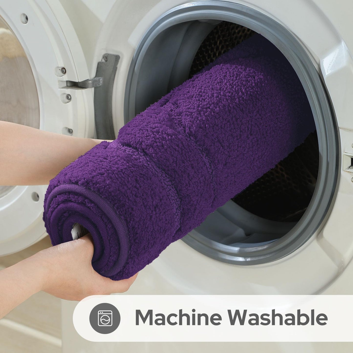 HOMEIDEAS Bathroom Rugs Sets 2 Piece, Extra Soft and Absorbent Microfiber Plush Bath Mat with Non Slip Backing(Purple)