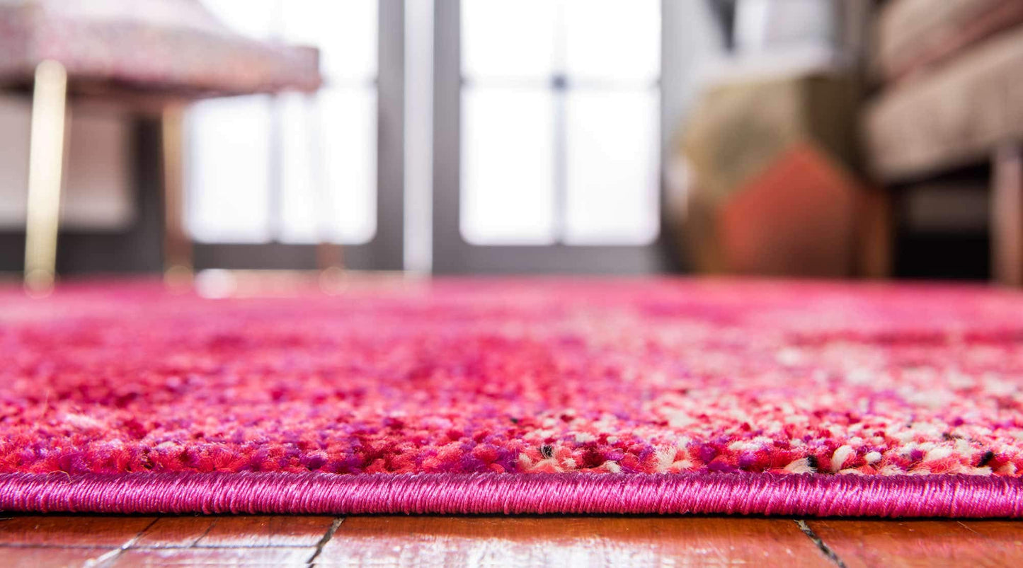 Unique Loom Jardin Collection Colorful, Vibrant, Abstract Watercolor Area Rug (5' 0 x 8' 0 Rectangular, Pink/ Red)