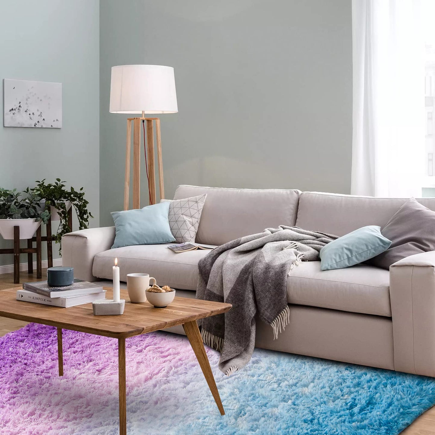 A Nice Night Shaggy Fluffy Faux Fur Area Rug, BluePurple Tie Dye Star Glitter Printed,Soft, Luxurious Carpet Rugs for Nursery Rug, Bedroom, Living Room,5'x7'