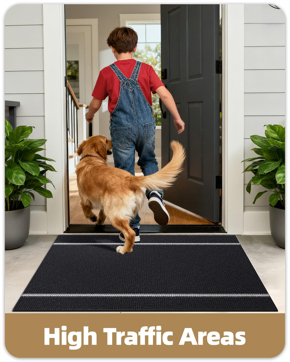 Color&Geometry Front Door Mat (1-Black, 24"x36")