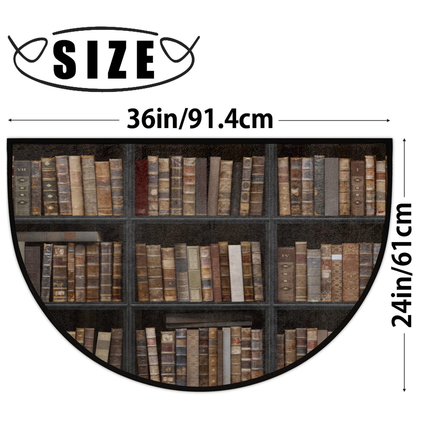 Book Shelf Half Round Doormat Semi Circle Rug Half Moon Rug Entryway Mat
