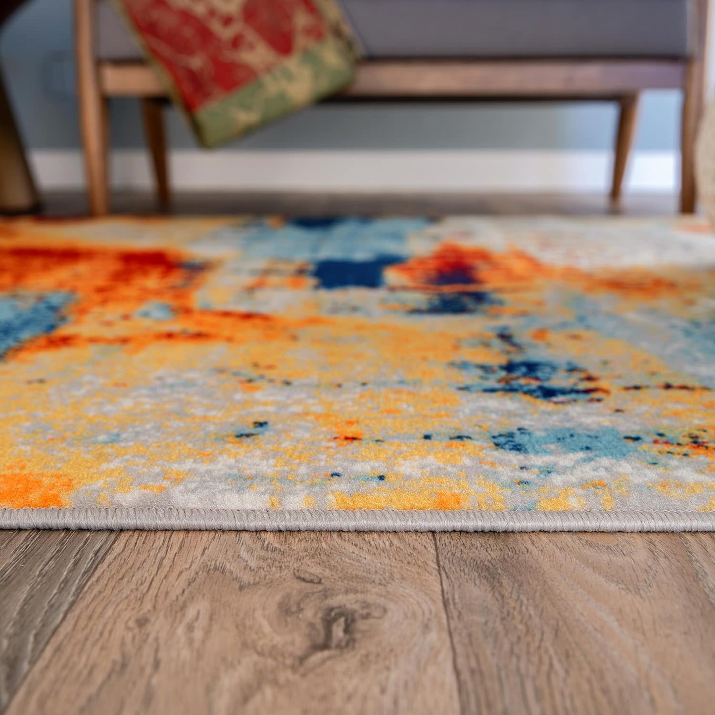 Rugshop Sky Collection Abstract Area Rug, Carpet with Jute Backing for Office or Small Living Space, 3'3" x 5'