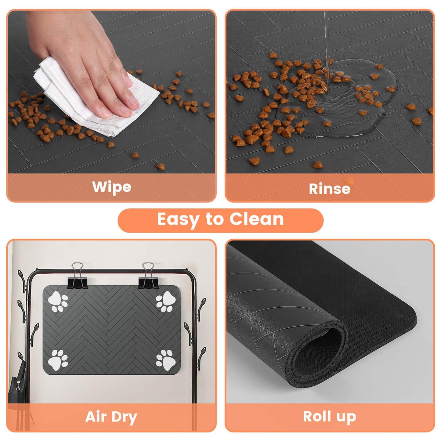 Pet Feeding Mat-Absorbent Pet Placemat for Food and Water Bowl, with Waterproof Rubber Backing, Quick Dry Water Dispenser Mat for Dog and Cat (20"x12", Beige)