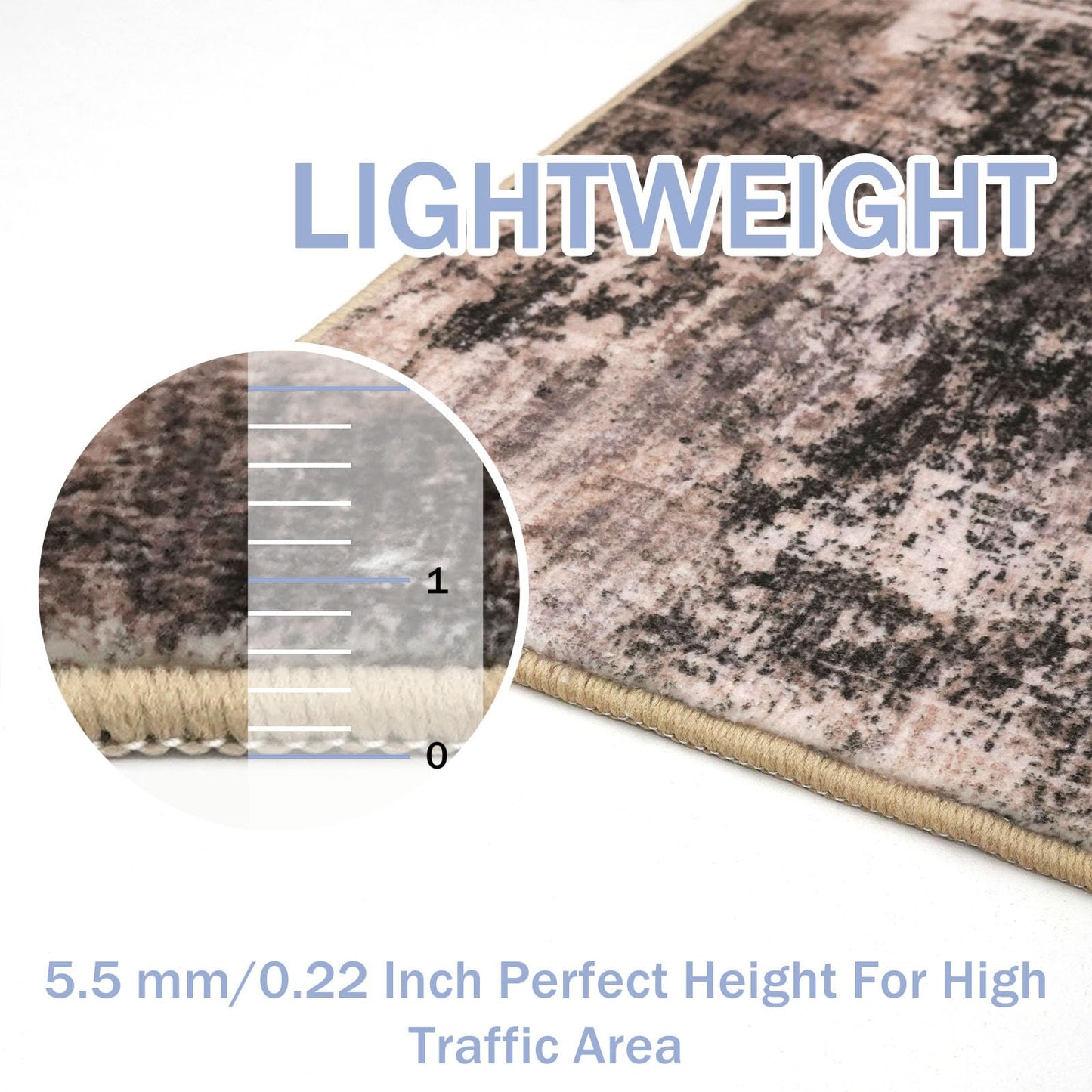 IOHOUZE Abstract Area Rugs 6x9 Ft Washable Rugs for Living Room, Non Slip Dining Room Rug, Printed Faux Wool Rugs for Bedroom, Floor Carpet for Office Nursery Playroom, Brown/Rust