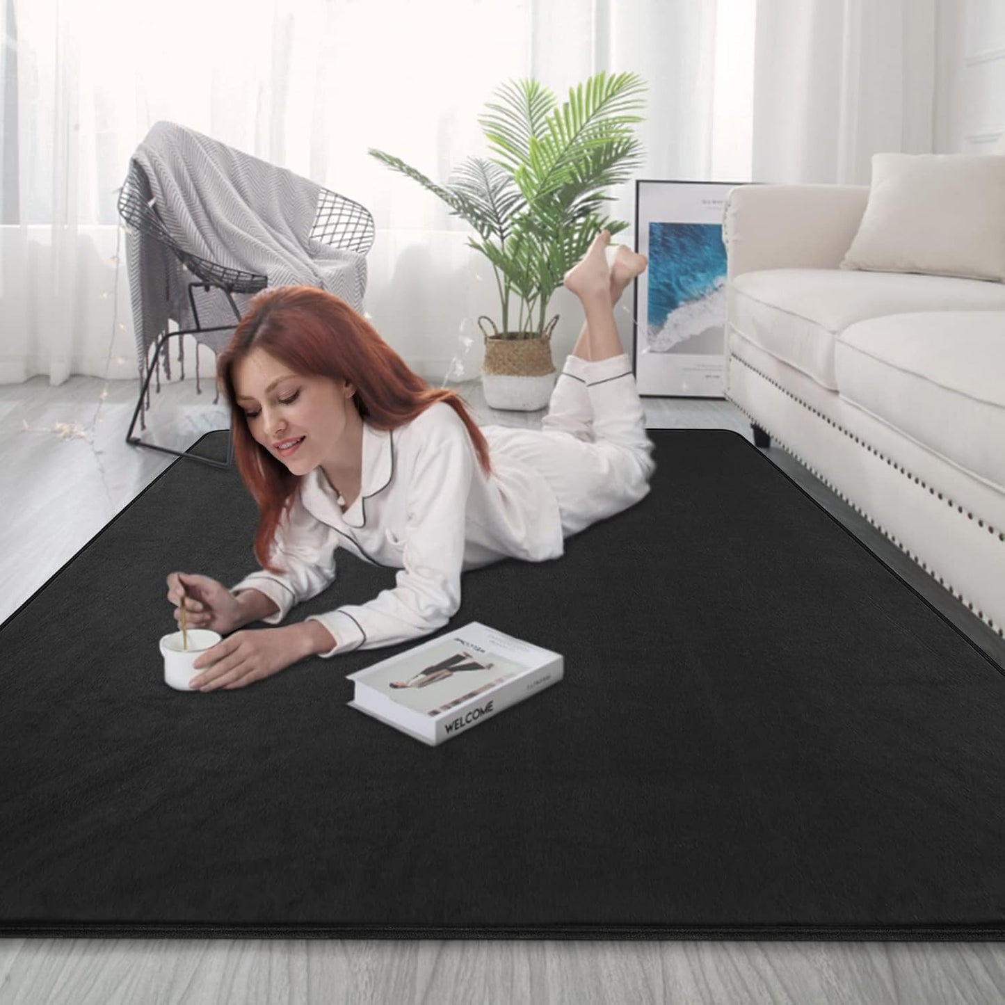 IBVIVIC Drum Mat, 4Ft x 5.3Ft Drum Carpet Drum Rug Drum Pad Tightly Woven Fabric with Non-Slip Grip Bottom, Black
