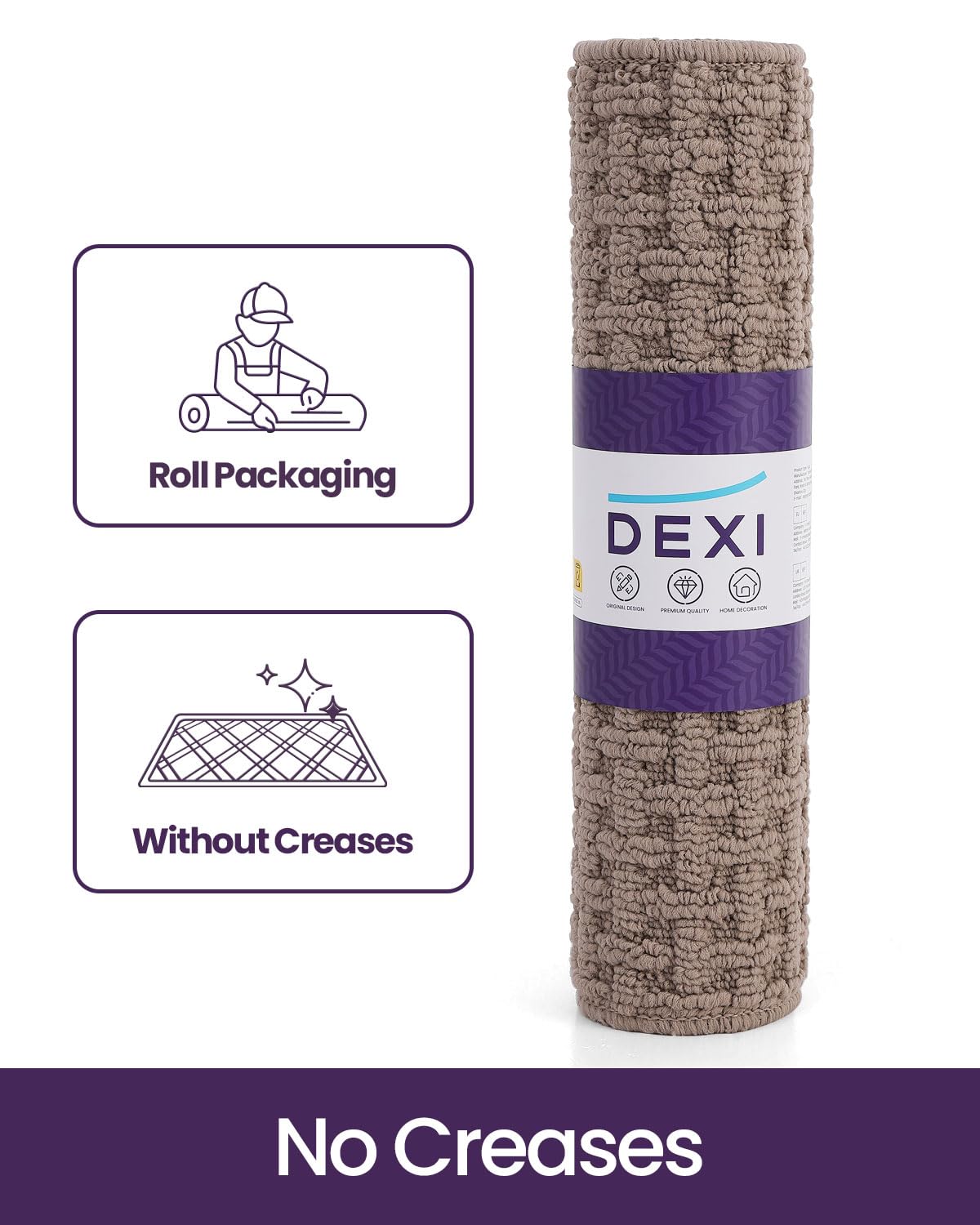 DEXI Washable Door Mat Indoor Entrance, 17x30 Dirt Trapper Front Entryway Doormat Absorbent, Inside Entry Way Mats Non Slip Rubber Backing for Backdoor Home Floor Area, Beige
