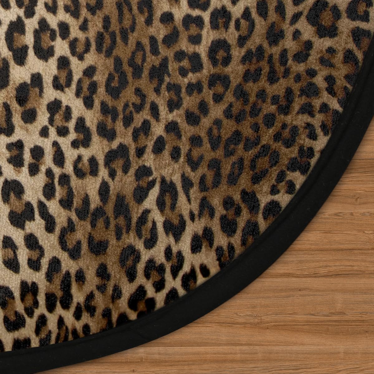 Animal Print Round Area Rug, Leopard Print Non-Slip Circle Rug for Bedroom Living Room Outdoor Study Playing Floor Mat Carpet, 3' Diameter