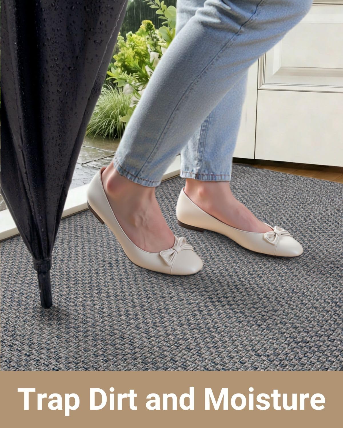 HearthCraft Ultra Thin Indoor Door Mat 17"x30", Low Profile Door Mat Indoor Entrance, Non-Slip Rubber Backing Inside Doormat for Front Door, Patio & Porch, Gray