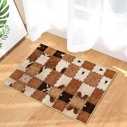 Cowhide Area Rug 2x3 Throw Rugs Cow Print Rug for Bedroom Western Rugs Vintage Area Carpet Small Rug Washable Entryway Doormat Indoor Entrance Door Mats Non-Slip Floor Carpets for Laundry Living Room