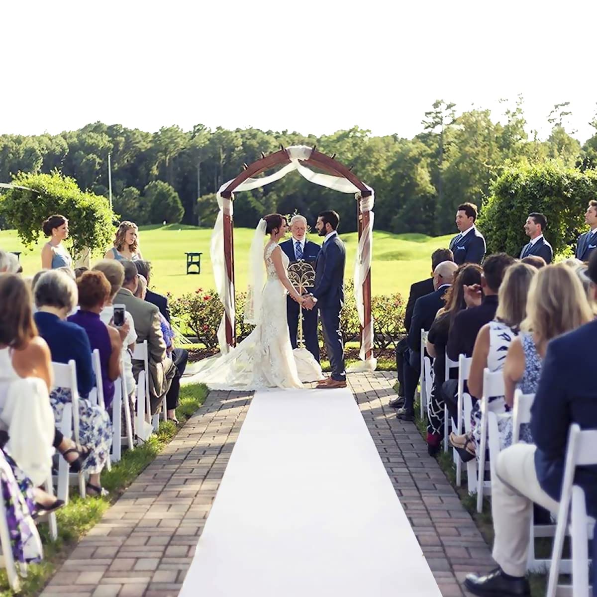 dofopo Extra Thick White Carpet Runner for Party, 3.3 x 33 Feet White Aisle Runner for Wedding Ceremony, Non-Slip Indoor Outdoor Wedding Decorations