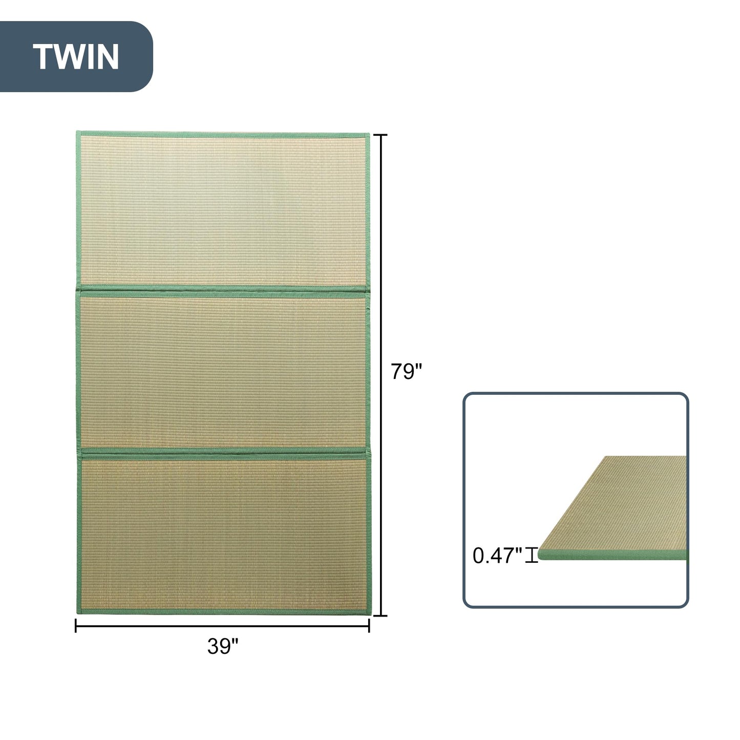 MAXYOYO Japanese Tatami Mat 100% Rush Grass Portable Folding Mat Firm Traditional Floor Tatami 79"x39"x0.47"