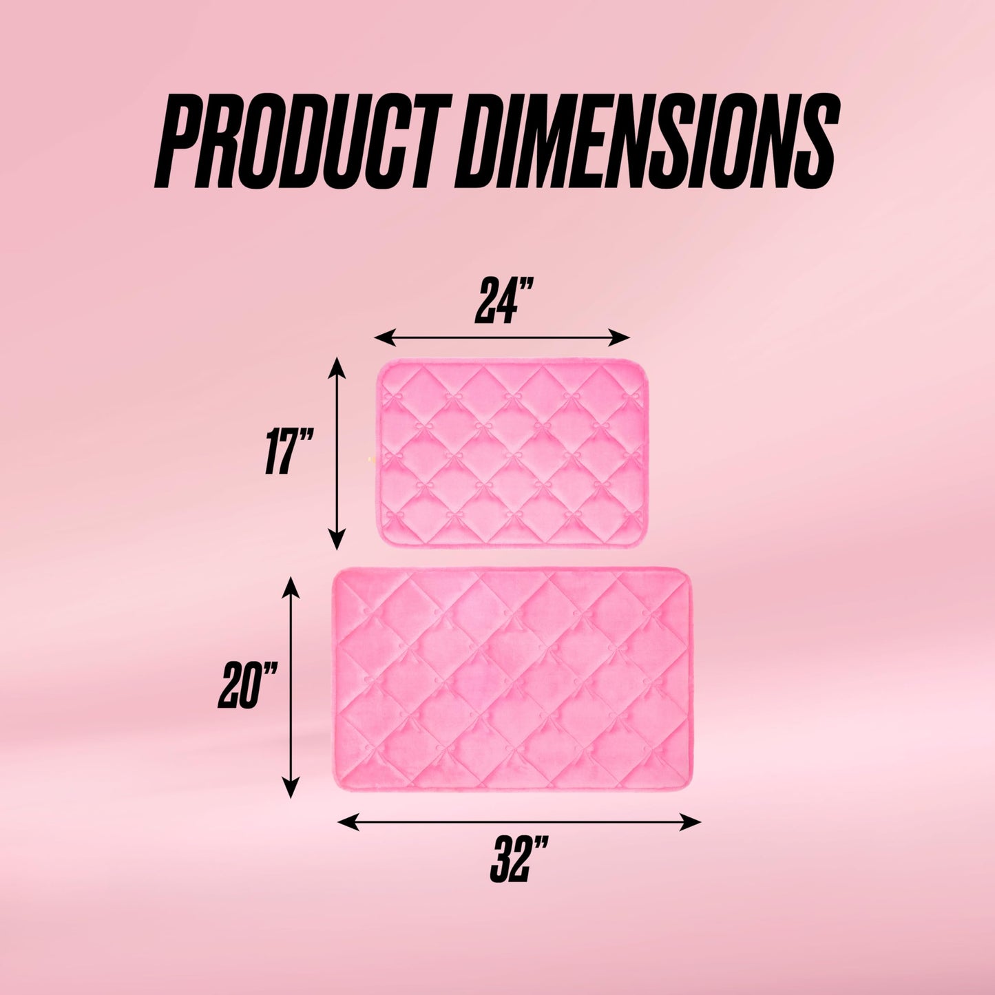 Juicy Couture Quilted 2-Piece Memory Foam Bath Mat Set 17" x 24" / 20" x 32" Mini Bows Lattice Hot Pink Skid-Resistant Bath Rug Set