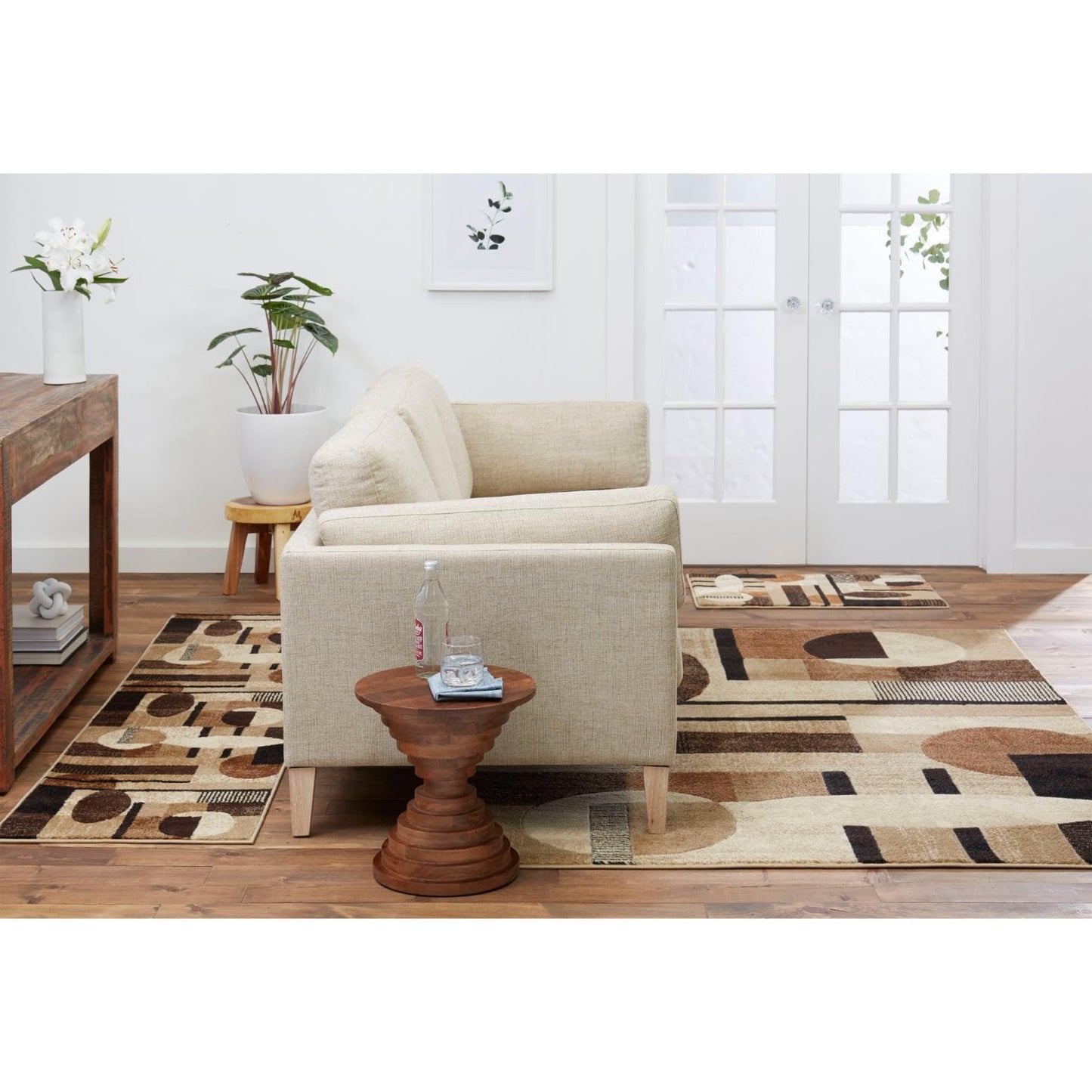 Home Dynamix Tribeca Jasmine Modern Area Rug, Abstract Brown/Beige 3 Piece Set