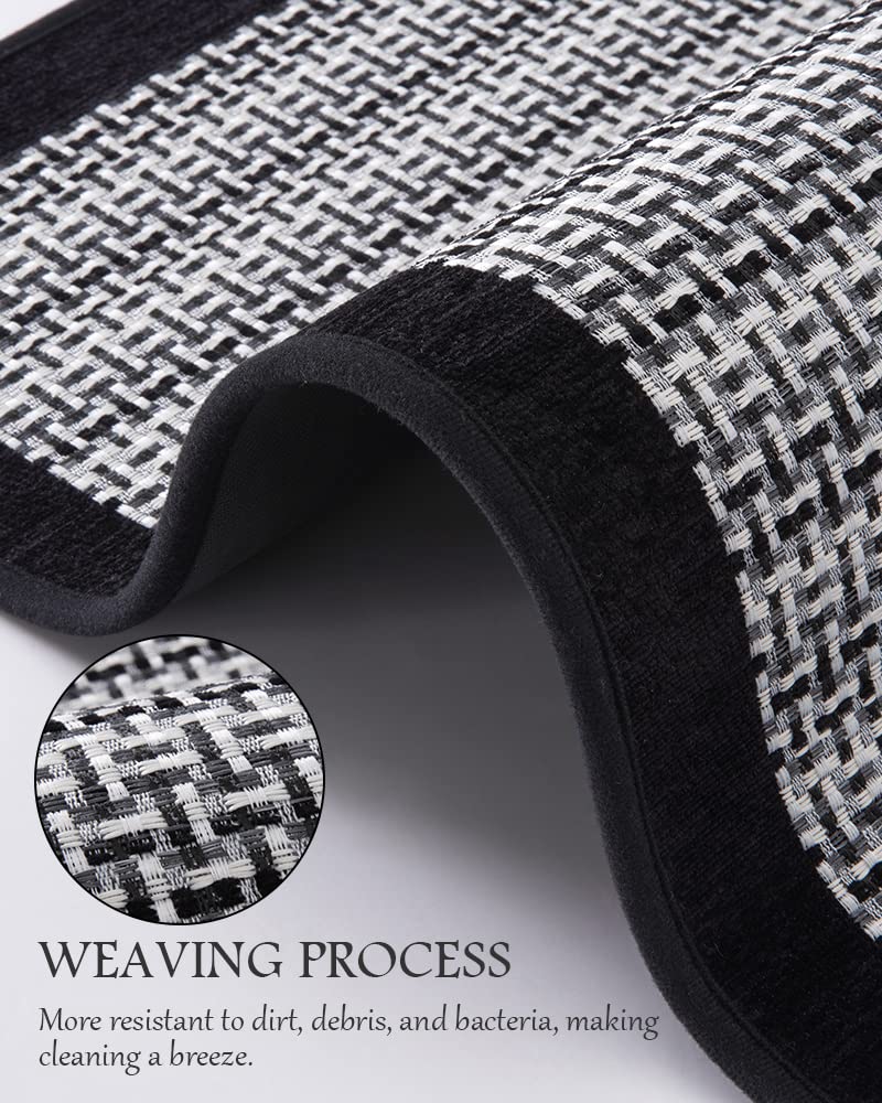 PADOOR Kitchen Mats for Floor, Kitchen Rugs Non Slip Washable, Rubber Backed Kitchen Runner Super Absorbent Kitchen Floor Mat Sink Rug, 20”x47” Black