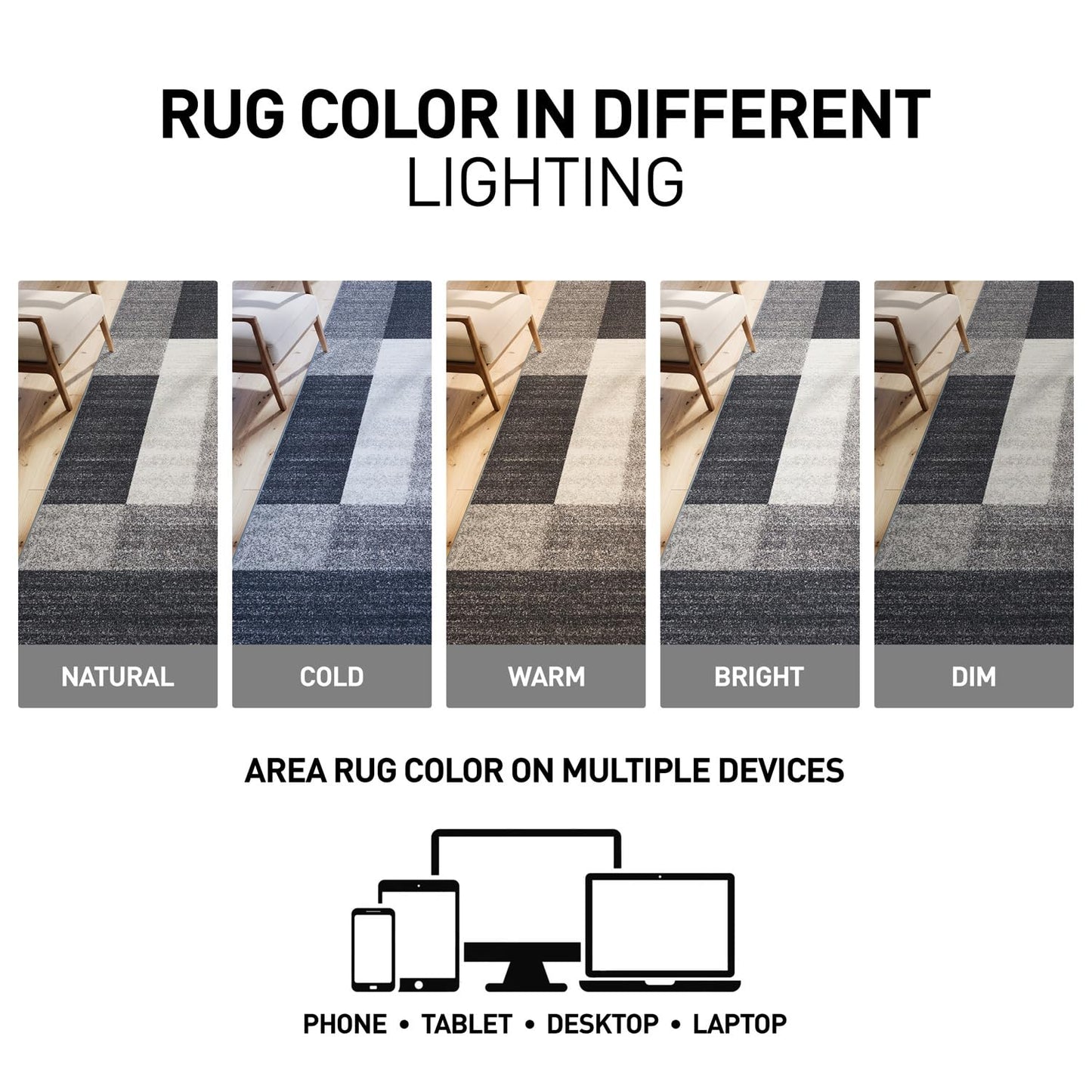 Rugshop Gray Modern Geometric Boxes Non-Slip Area Rug Non-Shedding for Dining Area, Bedroom and Living Room, 5' x 7' Oval