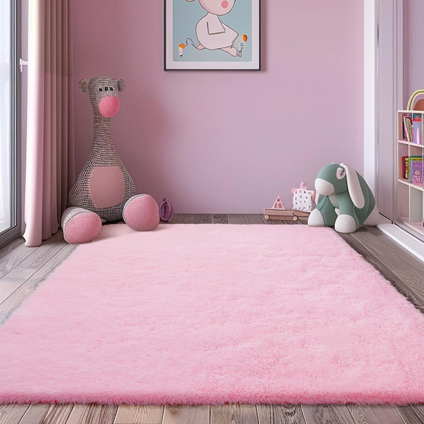Shag Area Rug for Bedroom 5x8,Pink Fluffy Area Rugs for Living Room,Soft Fuzzy Rug Non-Shedding Indoor Plush Carpet for Bedroom Dorm Home Decor